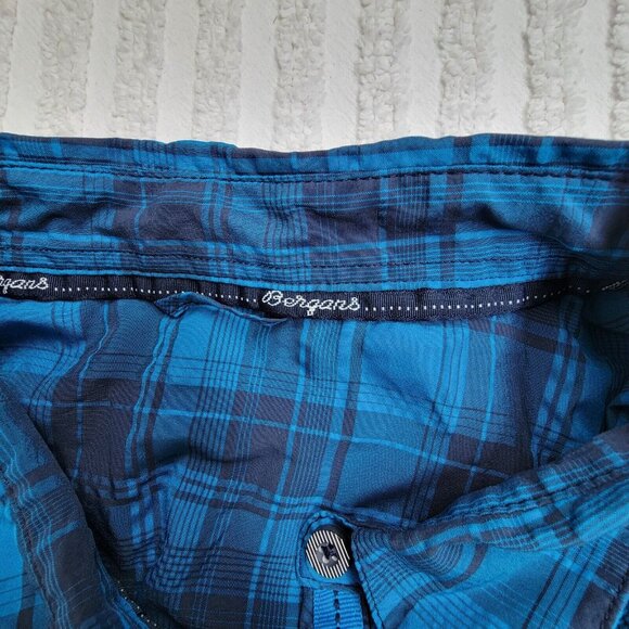 Bergans of Norway 7411 Leknes Lady Shirt Top Short Blue Plaid Sleeve Button Up - Picture 3 of 9